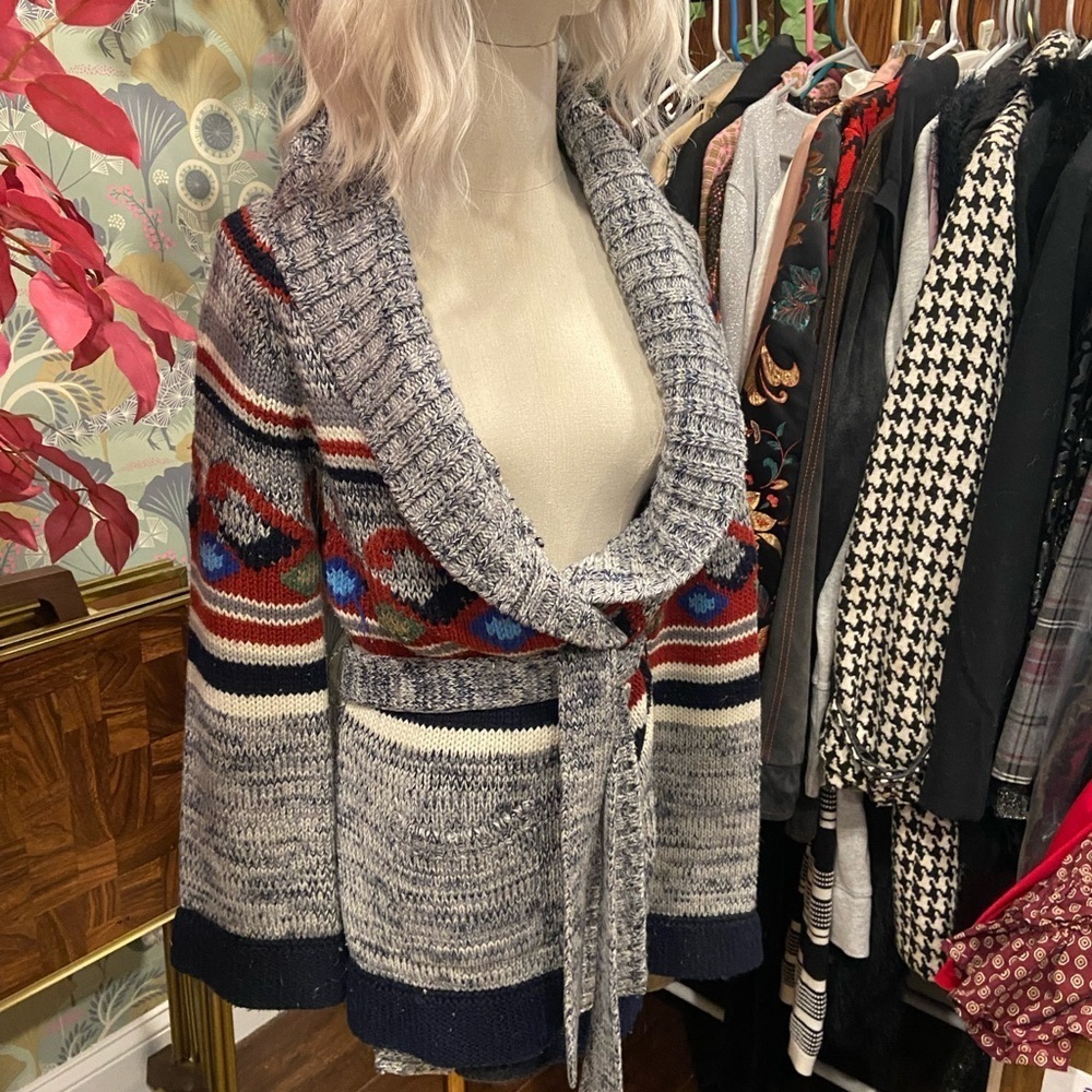 1970s vintage tie waist cardigan Size Medium - Picture 3 of 14